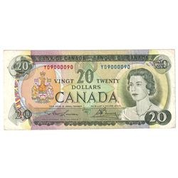 1969 $20 BC-50b Lawson-Bouey Note with Neat Serial Number YD9000090.