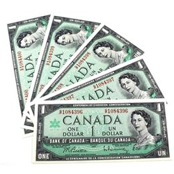 1967 $1 Bank of Canada Notes Beattie-Rasminsky Signature with Consecutive Serial Numbers G/P1084396-