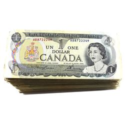 Group Lot of 1973 $1 Bank of Canada Notes. 234pcs