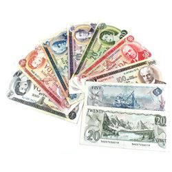 Complete Denominational Type Set of the 1970's Multi-coloured Series. Included are Nine Notes, one o