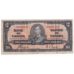 1937 $2 BC-22c, Bank of Canada, Coyne-Towers, D/R9092541, F-VF (Minor stain).