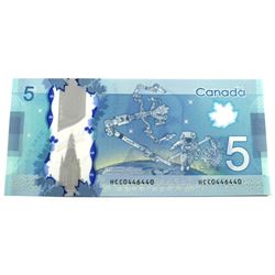 2013 $5 BC-69b Bank of Canada Note with 3 Digit RADAR Serial Number HCC0446440 CUNC.