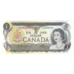 1973 $1 Bank of Canada, Lawson-Bouey Signature Note with 4 Digit RADAR Serial Number IU6953596, UNC.