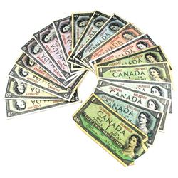 Estate Lot of 1954 $1 to $20 Bank of Canada Notes. You will receive 6x $1, 2x $2, 3x $5, 4x $10 & 3x