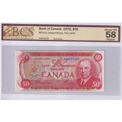1975 $50 BC-51a, Bank of Canada, Lawson-Bouey, Two Letter, S/N: HA6041699, BCS Certified AU-58 Origi
