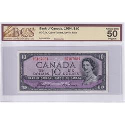 1954 $10 BC-32a, Bank of Canada, Coyne-Towers, Devil's Face, S/N: B/D5167924, BCS Certified AU-50 Or