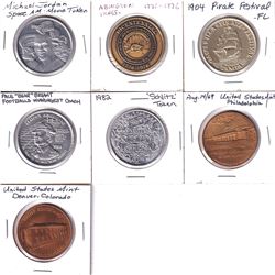Lot of USA Medallions and Mardi Gras Tokens - Paul "Bear" Brant Football's Winningest Coach Mardi Gr
