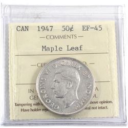 1947 Canada 50-cent Maple Leaf ICCS Certified EF-45.