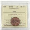 Image 1 : 1932 Canada 1-cent ICCS Certified MS-64 Red.