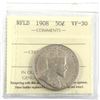 Image 1 : 1908 Newfoundland 50-cent ICCS Certified VF-30.