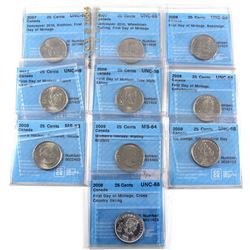 2007-2009 Canada 25-cent Olympics CCCS Certified Almost All First Day of Mintage - 2007 Biathlon UNC