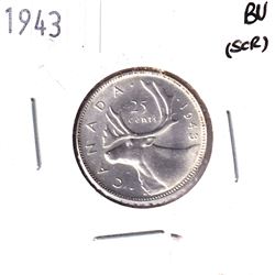 1943 Canada 25-cent Brilliant Uncirculated (scratched).