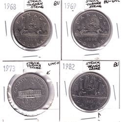 Error Lot! 1968-1982 Canada Nickel $1 Collection.  1968 Struck Through String, 1969 Struck Through