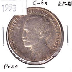1953 Cuba 1 Peso EF-AU.