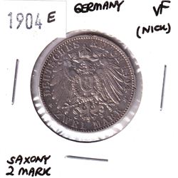 1904E Germany Saxony 2 Mark Very Fine (Nick).