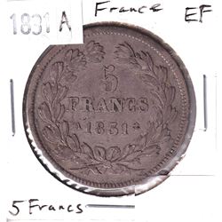 1831A France 5 Francs Extra Fine.