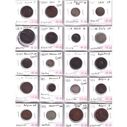 Lot of Mixed 1800's World Coinage in Plastic Page with a Good Mix of 15 Different Countries - France