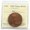 Image 1 : 1948 Great Britain Penny ICCS Certified MS-65 Red.