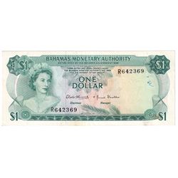 1968 Bahamas $1 Pick #27a Extra Fine (Writing/Stains).