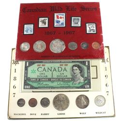 2x 1867-1967 Canada Centennial 6-Coin Sets. One of the sets contains a 1967 No Serial Number Commemo