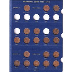 1920-1969 Canada 1-cent Collection in Vintage Blue Whitman Folder - Missing 1922-1927 & 1930. 47pcs