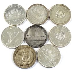 Estate Lot of 1939-1965 Canada Silver Dollars - 1939, 1958, 1962, 2x 1963, 2x 1964 & 1965. 8pcs