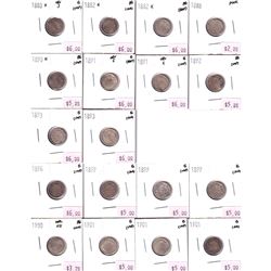 1880-1901 Canada 10-cent Mostly Good Condition. 18pcs