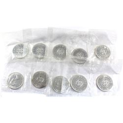 1964 Canada Silver Dollars Proof Like in Sealed Mint Plastic (A few coins may have light toning). 10