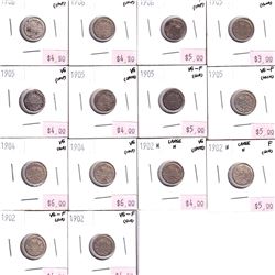 1902-1910 Canada Edward VII 10-cent G-VG to Fine - 4x 1902, 2x 1904, 5x 1905, 3x 1906, 4x 1907 & 7x 
