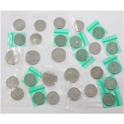 Mixed lot of Canada 50cts and $1's. Ranging in date from 1968 to 2000's. 23pcs 50ct, 5pcs $1.