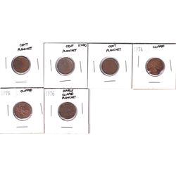 Canada 1-cent Planchets and Clipped Planchets. You will receive 3x cent planchets & 3x clipped planc