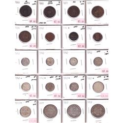 1861-1945 Canada Maritimes 1-cent, 5-cent, 10-cent, 20-cent, 25-cent & 50-cent in Plastic Page. You