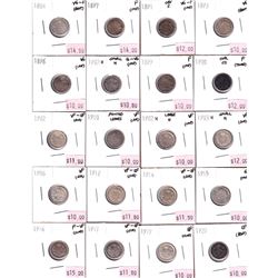 1888-1920 Canada 10-cent Good to Extra Fine - 1888, 1891 Obv 5, 1893, 1896, 1897, 1899, 1900 Oval 0'