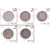 Image 1 : 1916-1920 Canada 50-cent - 1916 G-VG, 1917 VG, 1918 G-VG, 1919 VG & 1920 Small 0 G-VG. Coins contain