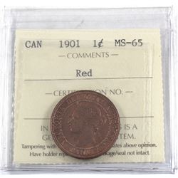 1-cent 1901 ICCS Certified MS-65 RED! Deep cheery red tones with strong strike details.