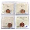 Image 1 : Group Lot 4x 1-cent ICCS Certified. Lot includes: 1950 MS-64, 1952 MS-64, 1956 PL-65, & 1957 MS-65. 
