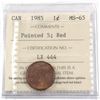 Image 1 : 1-cent 1985 Pointed 5, ICCS Certified MS-65 RED!