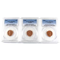 Group Lot 3x 1-cent PCGS Certified MS-6 RED. Lot includes 1957, 1958 & 1959! 3pcs