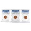Image 1 : Group Lot 3x 1-cent PCGS Certified MS-6 RED. Lot includes 1957, 1958 & 1959! 3pcs