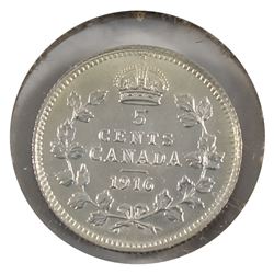 5-cent Silver 1916 UNC (MS-60) cleaned.