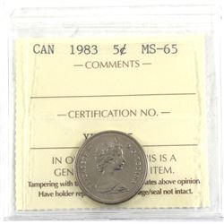 5-cent 1983 ICCS Certified MS-65.