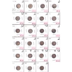 Group Lot 23x low grade Victorian Silver 10-cents. Coins may be lightly cleaned or impaired. 23pcs