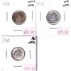 Image 1 : Group Lot 3x George 6th Silver 10-cent. Lot includes: 1941 AU, 1943 UNC, & 1946 UNC+. Coins have scr