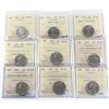 Image 1 : Group Lot of 9x ICCS Certified 25-cent. 1967-1996. MS-63 to MS-66! 9pcs