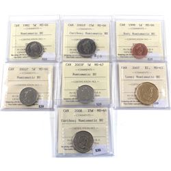 Group Lot of 7x ICCS Certified coins MS-65 to MS-67 NBU. 7pcs