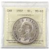 Image 1 : $1 1937 ICCS Certified MS-63. First Year Strike George 6th!