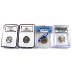 Group Lot of 4x USA Certified Commemorative Statehood Quarters. Lot includes: 1999-P Georgia signed