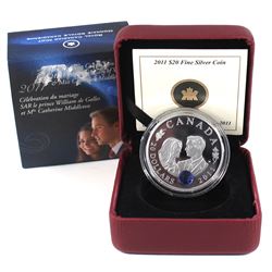 2011 Canada $20 Prince William & Kate Middleton Wedding Fine Silver Coin (Residue on outer sleeve). 