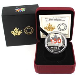 2017 Canada Red Enameled Special Edition Proof Silver Dollar - Our Home & Native Land (TAX Exempt).