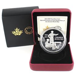 2014 Canada $30 75th Anniversary of the Declaration WWII Fine Silver Coin (TAX Exempt).